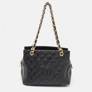 Chanel Black Quilted Caviar Leather Petite Timeless Tote