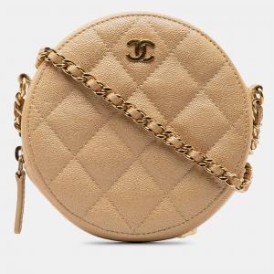 Chanel CC Quilted Caviar Round Crossbody