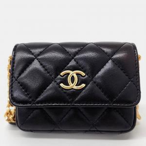 Chanel Black Lambskin Leather Belt Bag