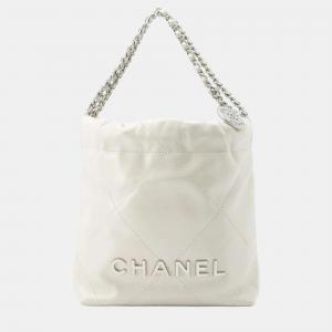 Chanel White Leather mini 22 Hobo bag