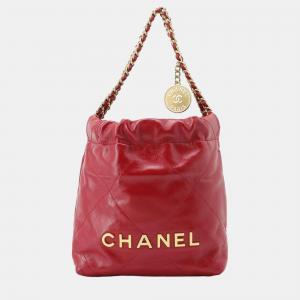 Chanel Red Leather mini 22 Hobo bag