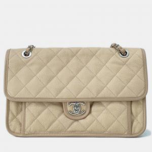 Chanel Beige Medium French Riviera Flap Bag