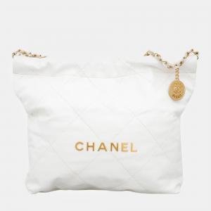 Chanel White Leather 22 Small Hobo bag