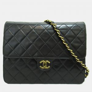 Chanel Black Lambskin Leather Small Classic Single Flap Shoulder Bags