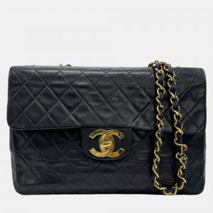 Chanel Black Quilted Leather  Classic Single Flap Shoulder Bag