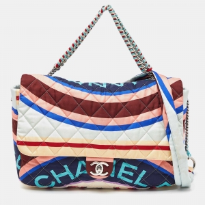 Pre Owned Chanel Multicolor Printed Fabric CC Flap Bag