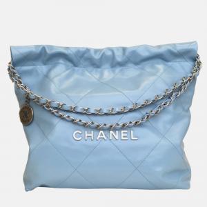 Chanel Blue Leather Small 22 Hobo Bag