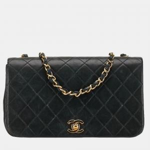 Chanel Black Leather Full Flap Shoulder Bag