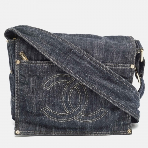 Chanel Navy Blue Denim CC Messenger Bag