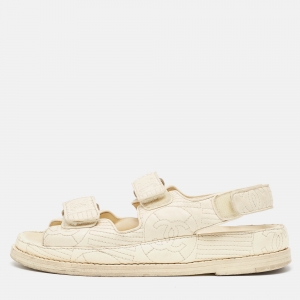 مملوكة مسبقًا Chanel Cream Leather CC Dad Sandals Size 36