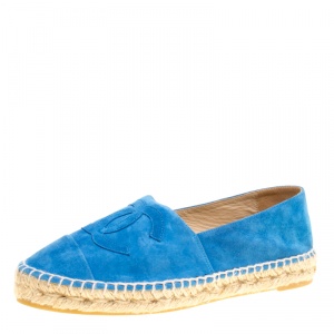 Pre Owned حذاء إسبادريل شانيل CC سويدي أزرق مقاس 38