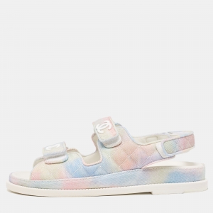 Pre Owned Chanel Multicolor Canvas Dad Slingback Sandals Size 38