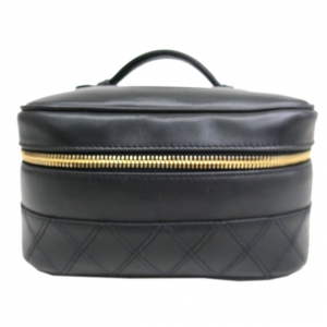 Pre Owned Chanel Black Calfskin Vanity Bag