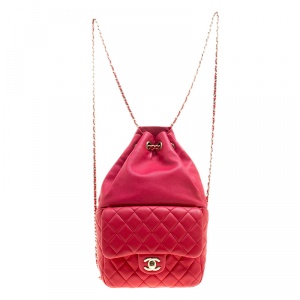 Pre Owned Chanel Red Quilted Leather Small Seoul Backpack