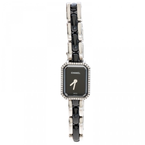 Chanel Black Diamonds Stainless Steel & Ceramic Premiere Mini Women's Wristwatch 15MM