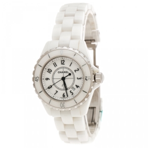 Chanel White Stainless Steel And Ceramic J12 Women's Wristwatch 34mm 