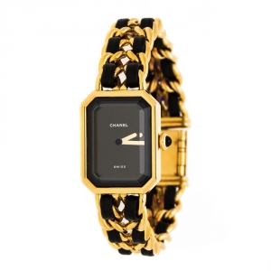 Chanel Black Gold Plated Stainless Steel Premiere Women's Wristwatch 20 mm
