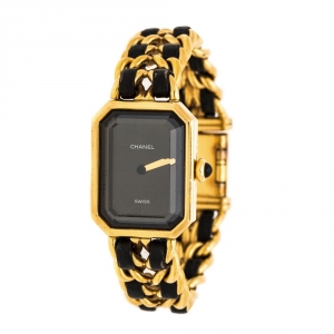 Chanel Black Gold Plated Stainless Steel Premiere Women's Wristwatch 20 mm