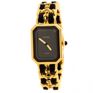 Chanel Black Gold Plated Stainless Steel Premiere Women's Wristwatch 20 mm