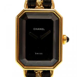 Chanel Black Stainless Steel and Leather Premiere H0001 Quartz Women's Wristwatch 26MM