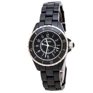 Chanel Black Ceramic Stainless Steel J12 H0682 Women's Wristwatch 33 mm