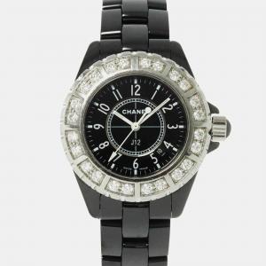 Chanel Black Stainless Steel Ceramic J12  H1173 Quartz Women's Wristwatch 34 mm