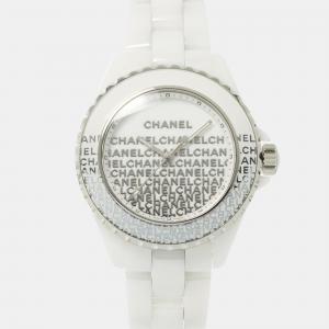 Chanel White Stainless Steel Ceramic J12 H7419 Quartz Women's Wristwatch 34 mm
