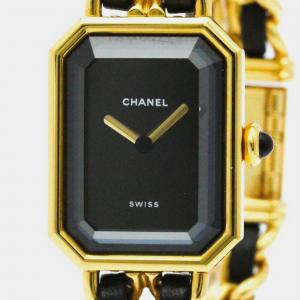 Chanel Black Yellow Gold Plated Stainless Steel Premiere Quartz Women's Wristwatch 20 mm