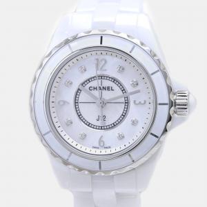 Chanel White Stainless Steel Ceramic J12 H2570 Quartz Women's Wristwatch 29 mm