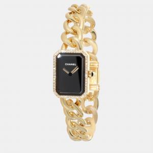 Chanel Black 18k Yellow Gold Premiere Quartz Women's Wristwatch 16 mm