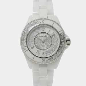 Chanel White Stainless Steel Ceramic J12 Quartz Women's Wristwatch 34 mm