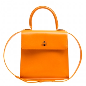 Charlotte Olympia Orange Leather Bogart Top Handle Bag