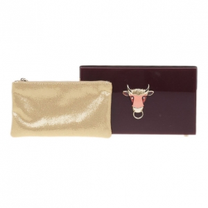 Charlotte Olympia Burgundy Zodiac Pandora Taurus Clutch