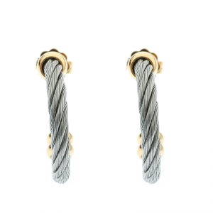 Charriol Twisted Cable Gold Tone & Silver Tone Hoop Earrings