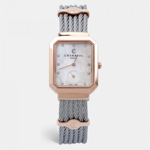 Charriol Mother of Pearl Diamond Two Tone Stainless Steel St-Tropez STREP.560.001 Women's Wristwatch 26 mm 