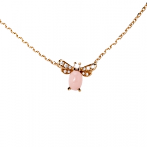 Chaumet Attrape-Moi...si tu M'aimes Diamond Pink Opal 18k Rose Gold Pendant Necklace