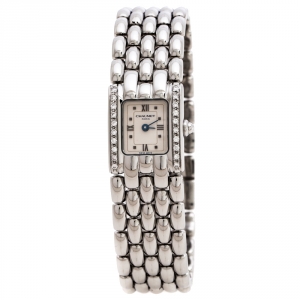  Chaumet Beige Stainless Steel Diamonds Khesis Ref: 33 85 57 Women's Wristwatch 17.50 mm