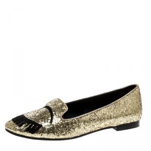 Chiara Ferragni Gold Glitter Flirting Ballet Flats Size 37