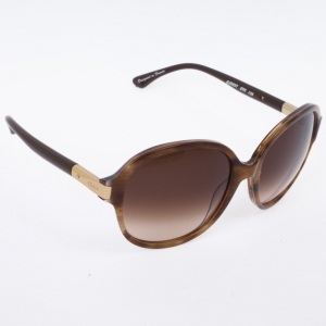 Chloe Brown Horn Acrylic Round Oversize Sunglasses