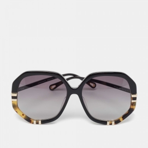 Chloe Black Gradient Tortoise Frame Geometric Sunglasses
