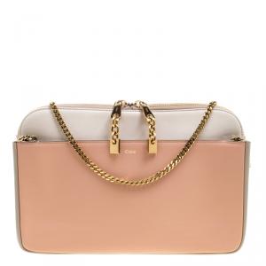 Pre Owned Chloe Beige/Peach Leather Lucy Shoulder Bag