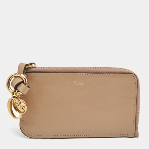 Chloé Beige Leather Alphabet Zip Card Holder