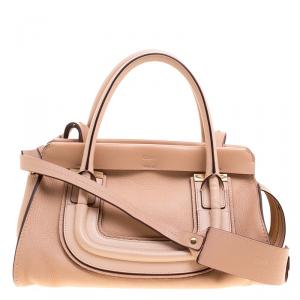 Pre Owned Chloe Beige Leather Medium Everston Satchel