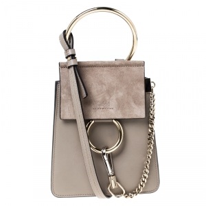 Pre Owned Chloe Motty Grey Leather Mini Faye Crossbody Bag