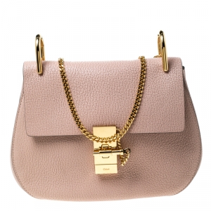 Pre Owned Chloe Cement Pink Leather Medium Drew Shoulder Bag