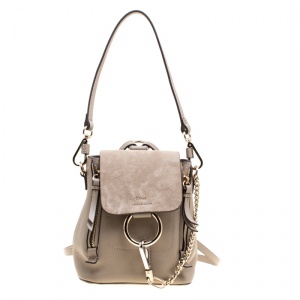 Chloe Beige Leather Mini Faye Backpack