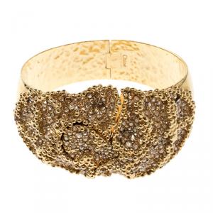 Chloe Crystal Gold Tone Chunky Cuff Bracelet 17cm