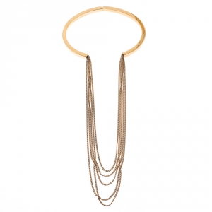 Chloe Layered Chain Gold Tone Hinged Statement Necklace