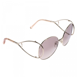 Chloé Rose Gold Tone/Peach Gradient CE124S Round Sunglasses