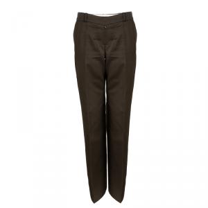 Chloe Marron Fonce Cotton Wide Leg Trousers M
